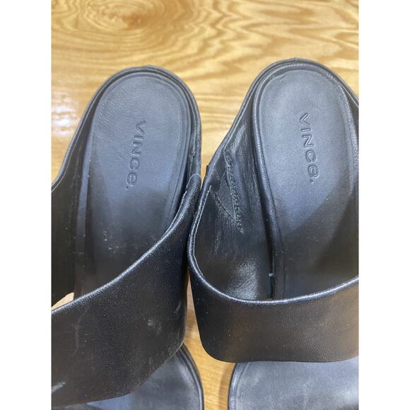 Vince Vero Cuoio Quinn Women 11M Black Leather Slip-On Open Toe Block Heel Mules - Picture 2 of 10